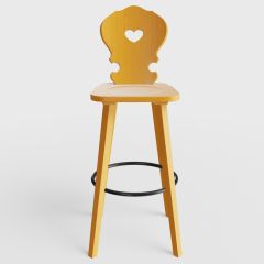 Barkruk hout Vienna met hartje geel