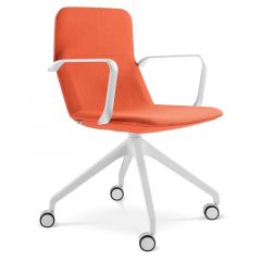 Vergaderstoel Flexi Light wit verrijdbaar