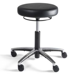 Lage kruk op wielen kunstleder alu