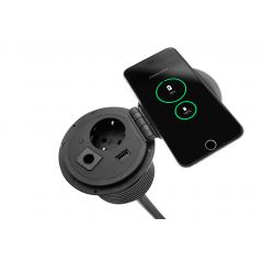 Spot Plus inbouwmodule in bureau of tafel met draadloze telefoon oplader