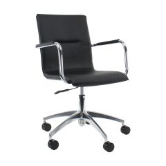 Vergaderstoel Alfa leer op wielen