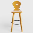 Barkruk hout Vienna met hartje geel