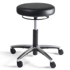 Lage kruk op wielen kunstleder alu